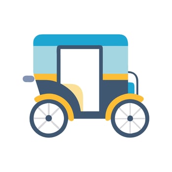 Cute Blue and Gold Carriage Illustration on Black Background vector