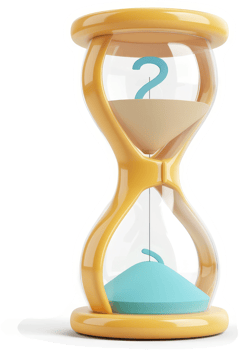 Illustrative hourglass symbolizes the unknown duration of a process. png