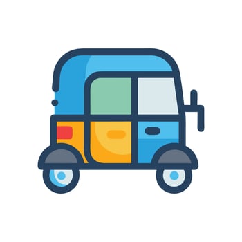 Colorful Auto Rickshaw Illustration, Asian Vehicle Icon vector