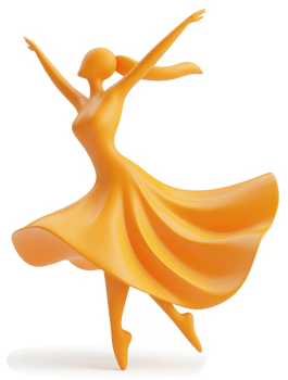 Joyful ballerina in a vibrant yellow dress. png