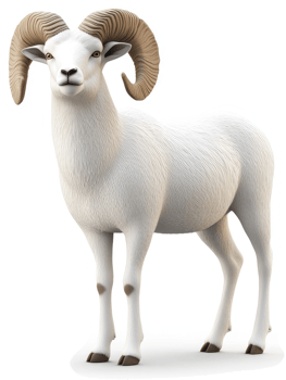 Majestic white bighorn ram stands tall. png