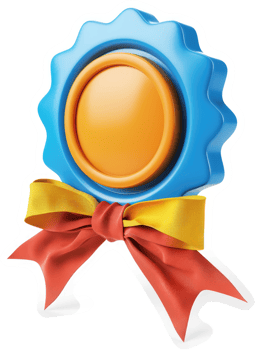 Award ribbon badge, vibrant colors, digital illustration. png