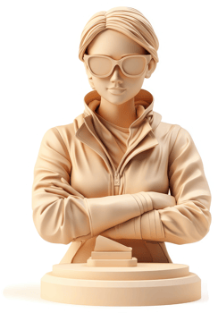 Beige bust sculpture of a stylish woman. png