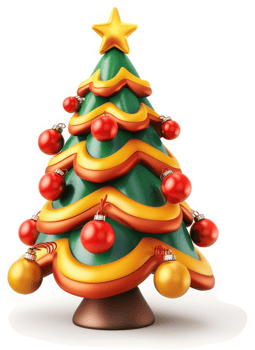 Vibrant, cartoonish Christmas tree design. png