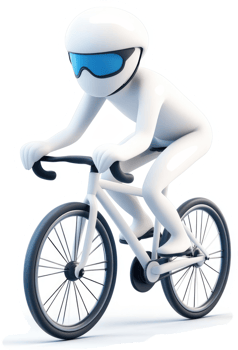 White figure cyclist on a fixed gear bike. png