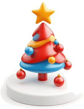 Vibrant, stylized christmas tree graphic design. png
