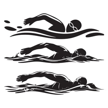 Three Silhouettes of Swimmers in Freestyle Strokes vector