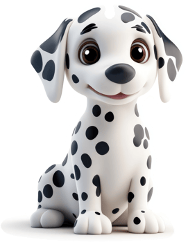 Cartoon dalmatian puppy sitting happily. png