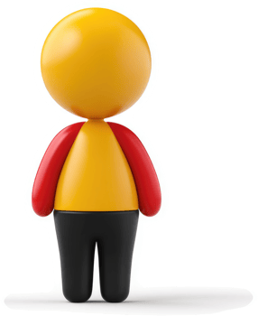 3d rendered cartoon person, yellow and red. png