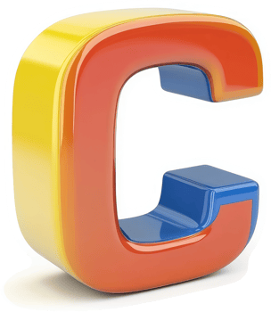 Vibrant, three-dimensional capital letter C. png
