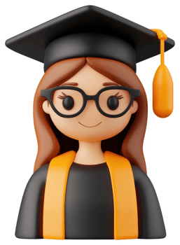 Cheerful cartoon graduate student in academic regalia. png