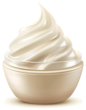 Creamy, whipped topping in a cosmetic container. png