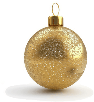 Golden Christmas ornament, a sphere of glittering gold. png