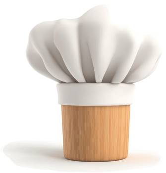 A chef's hat, atop a wooden base. png