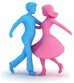 Romantic figures in motion, dancing and moving as a couple. png
