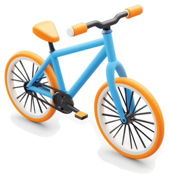 Vibrant blue and orange bicycle with sporty design. png