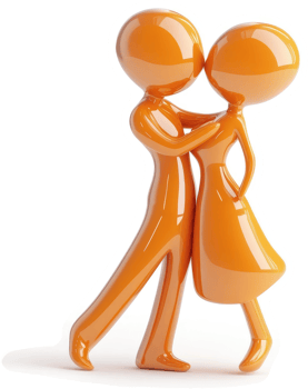 Orange figures engaging in a passionate dance. png