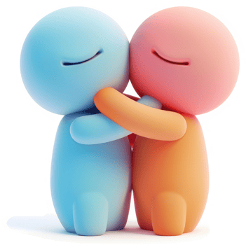 Two stylized figures embrace in a heartwarming display of affection. png