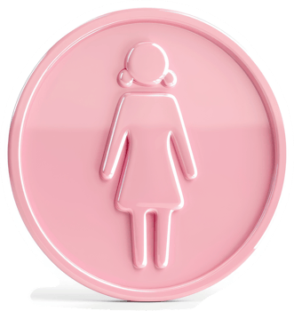Pink circular female restroom symbol. png