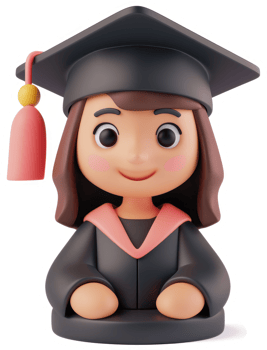 Smiling girl in graduation gown, celebrating academic achievement. png