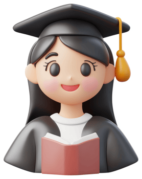 Graduation icon of a cartoon girl. png