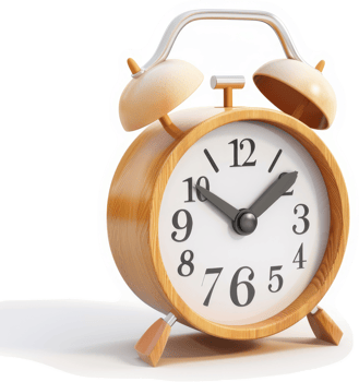 Wooden alarm clock displaying a specific time. png