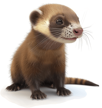 Close-up of a young, adorable ferret. png