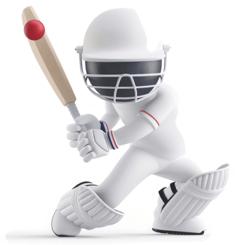 Cricket player in action strikes a ball. png