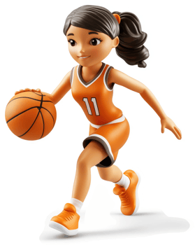 Young female basketball player figurine in action. png