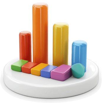 Colorful bar graph illustration on a white base. png