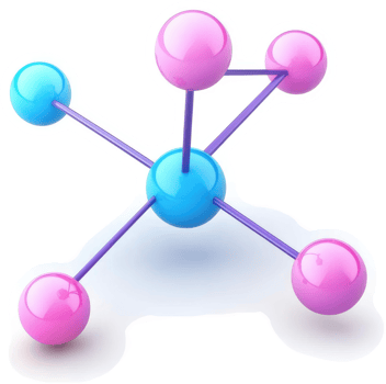 Colorful molecular structure with interconnected spheres. png