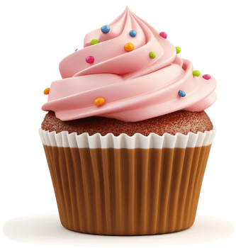 A delectable, frosted cupcake with colorful sprinkles. png