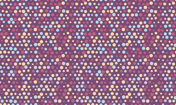 Abstract seamless pattern of pastel circles on a dark purple background. Perfect for website backgrounds, textile design, or vibrant branding projects. vector