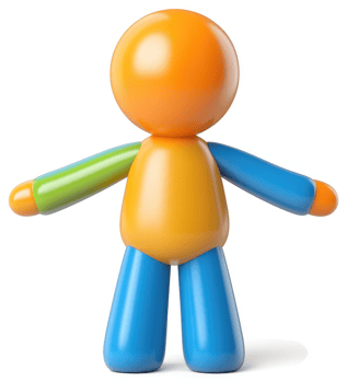 Colorful cartoon character with outstretched arms. png