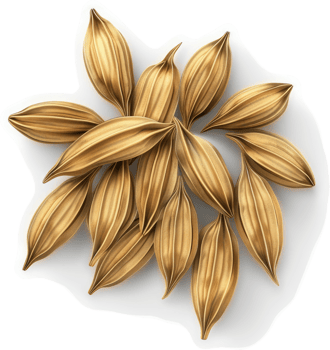 Golden seeds clustered in a decorative arrangement. png