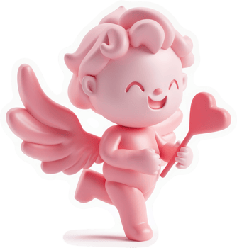 Pink cupid figure holding a heart-shaped arrow. png