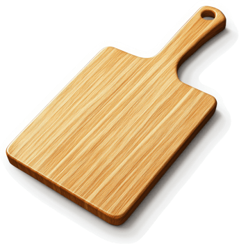Wooden cutting board with a handle. png