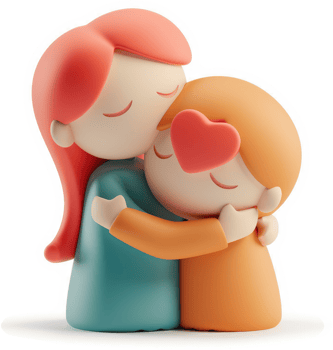 Loving embrace of a mother and child. png