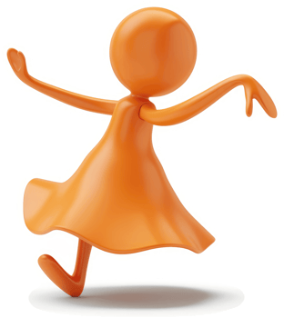 Orange figure joyfully dancing backward. png