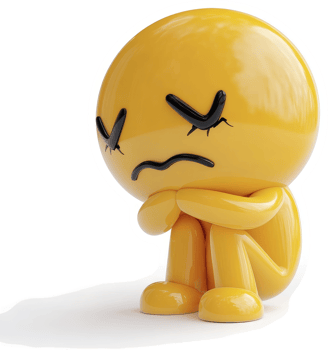 A forlorn, yellow emoticon figure expressing sadness. png