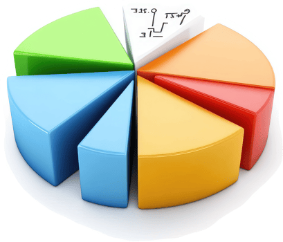 Colorful pie chart with mathematical formulas illustrates data distribution. png
