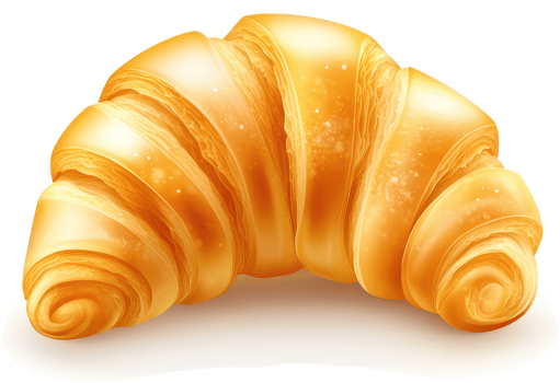 Golden croissant, a delicious breakfast treat. png