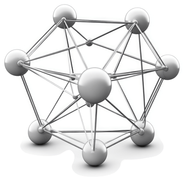 A complex network of interconnected spheres. png
