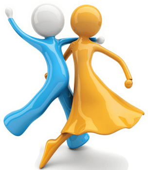 Joyful couple dancing in vibrant colors. png
