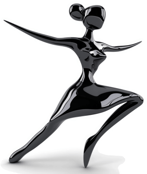 Abstract black stylized female figure in dynamic leap. png