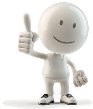 Smiling, white cartoon figure gives a thumbs up. png