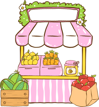 Cute Colorful Farmers Market Fruit Stand Illustration Hand Drawn png
