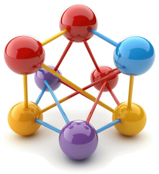 Colorful molecular structure model. png