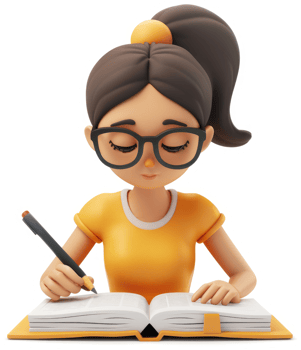 Focused young girl engrossed in studying. png