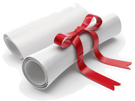Rolled diplomas adorned with a celebratory red ribbon. png